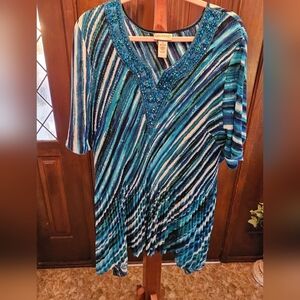 Catherines Blue and White Beaded Tunic